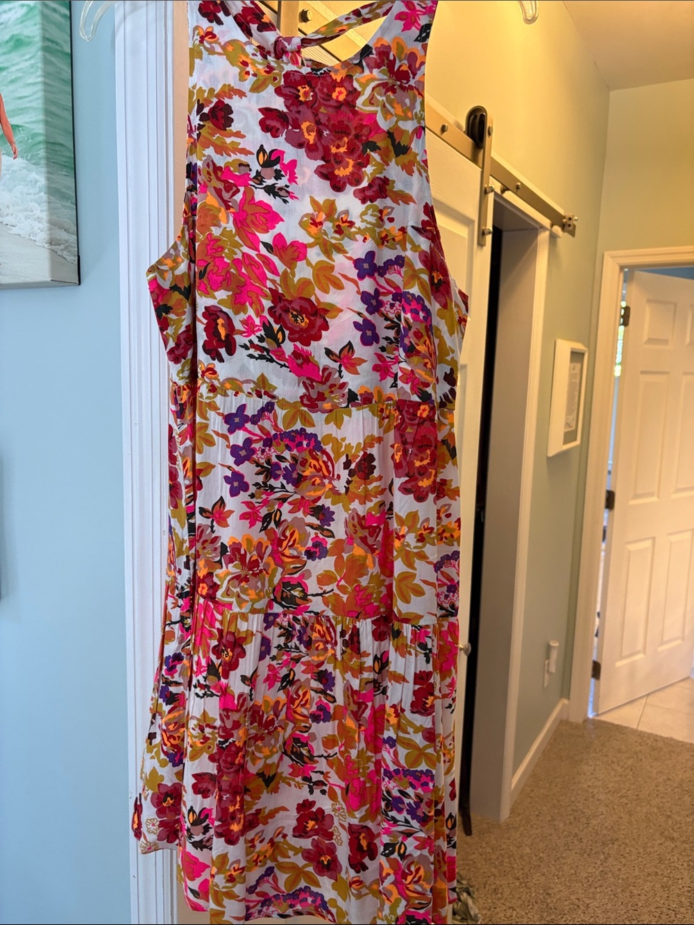 NATURAL LIFE White Floral Mini Dress with Pink & Yellow Accents